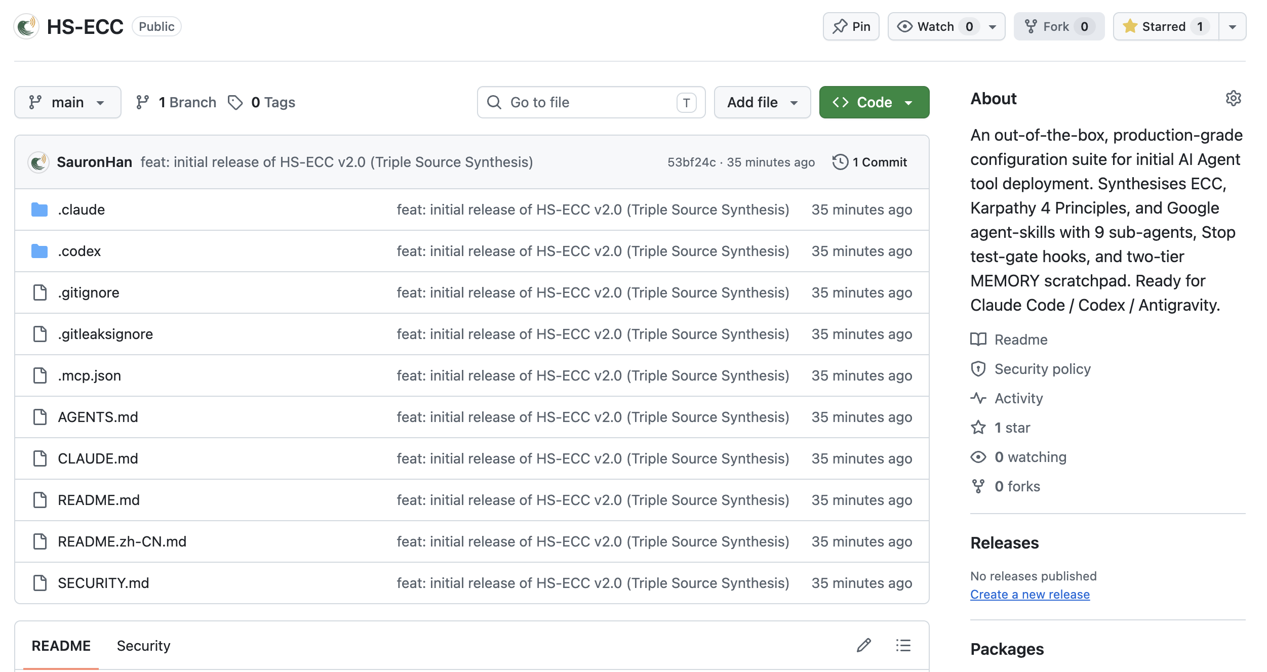 HS-ECC GitHub 项目仓库截屏